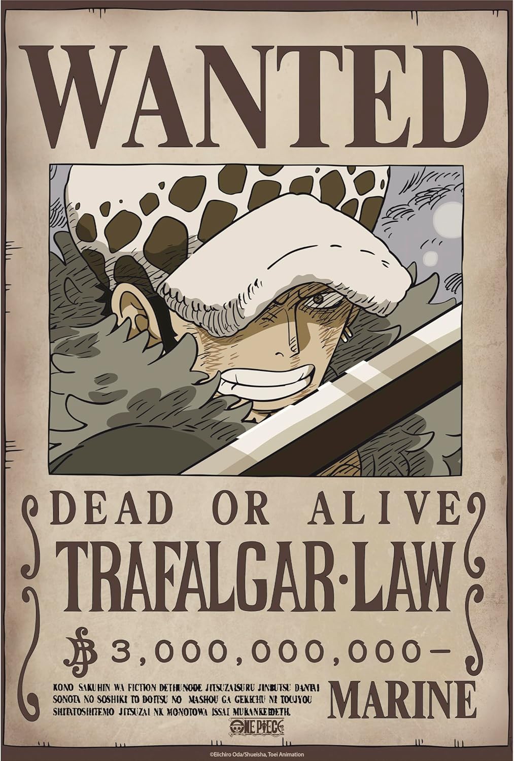 One Piece: Poster – Wanted Law (Wano) – 52 × 38 cm