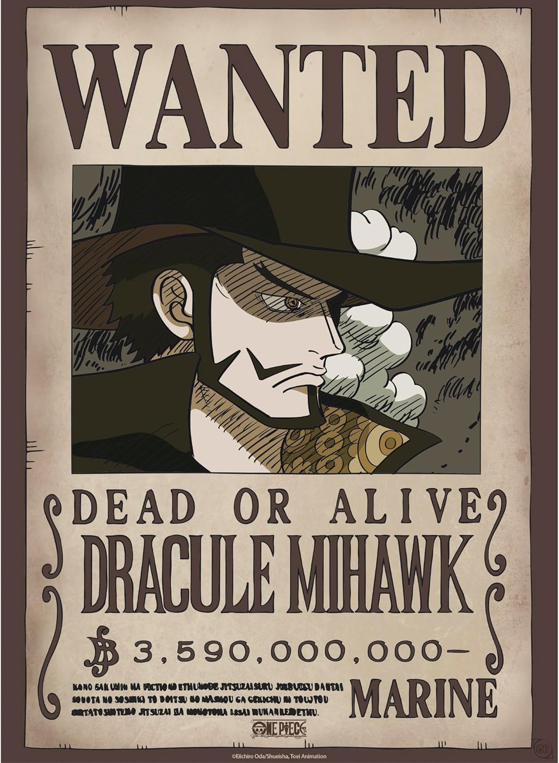 One Piece: Poster – Wanted Mihawk (Wano) – 52 × 38 cm