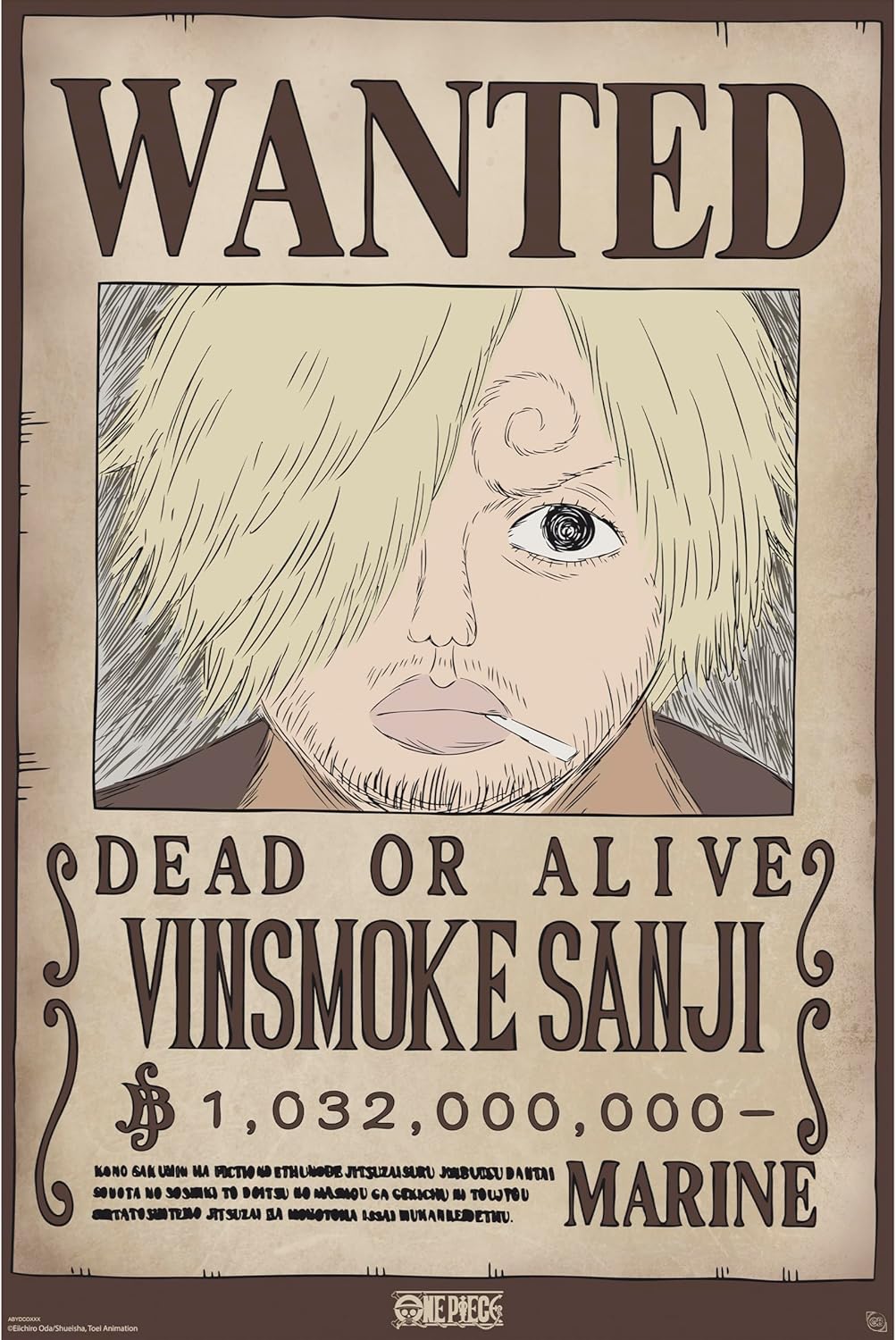 One Piece: Poster – Wanted Sanji (Wano) – 91,5 × 61 cm