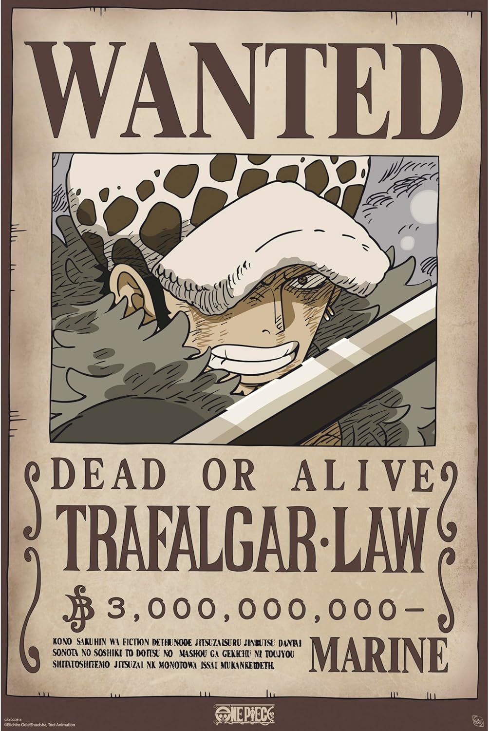 One Piece: Poster – Wanted Law (Wano) – 91,5 × 61 cm