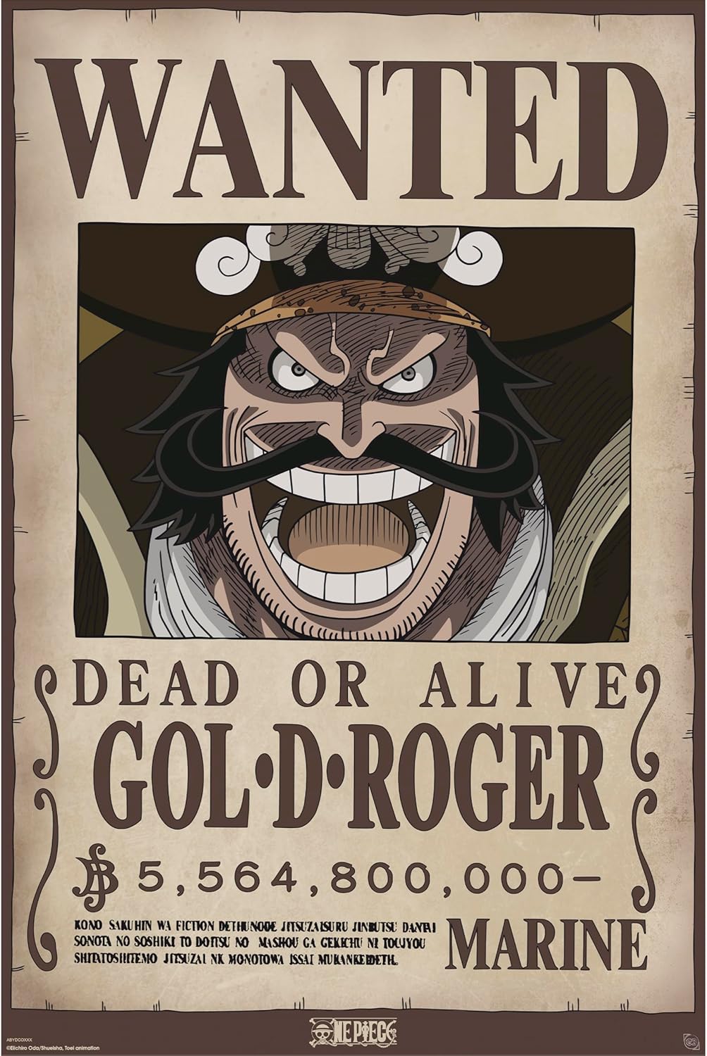 One Piece: Poster – Wanted Gol D. Roger – 91,5 × 61 cm