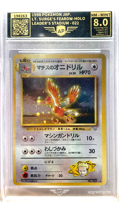 Graded Card: LT. Surges Fearow-Holo #022 (1998) - AP 8 - JP