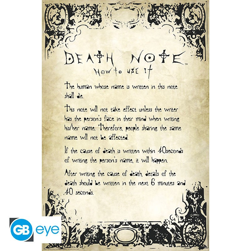 Death Note: Poster – Regeln – 91,5 × 61 cm