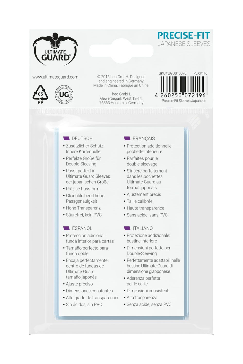 Precise-Fit Sleeves: Japanische Größe Transparent (100)