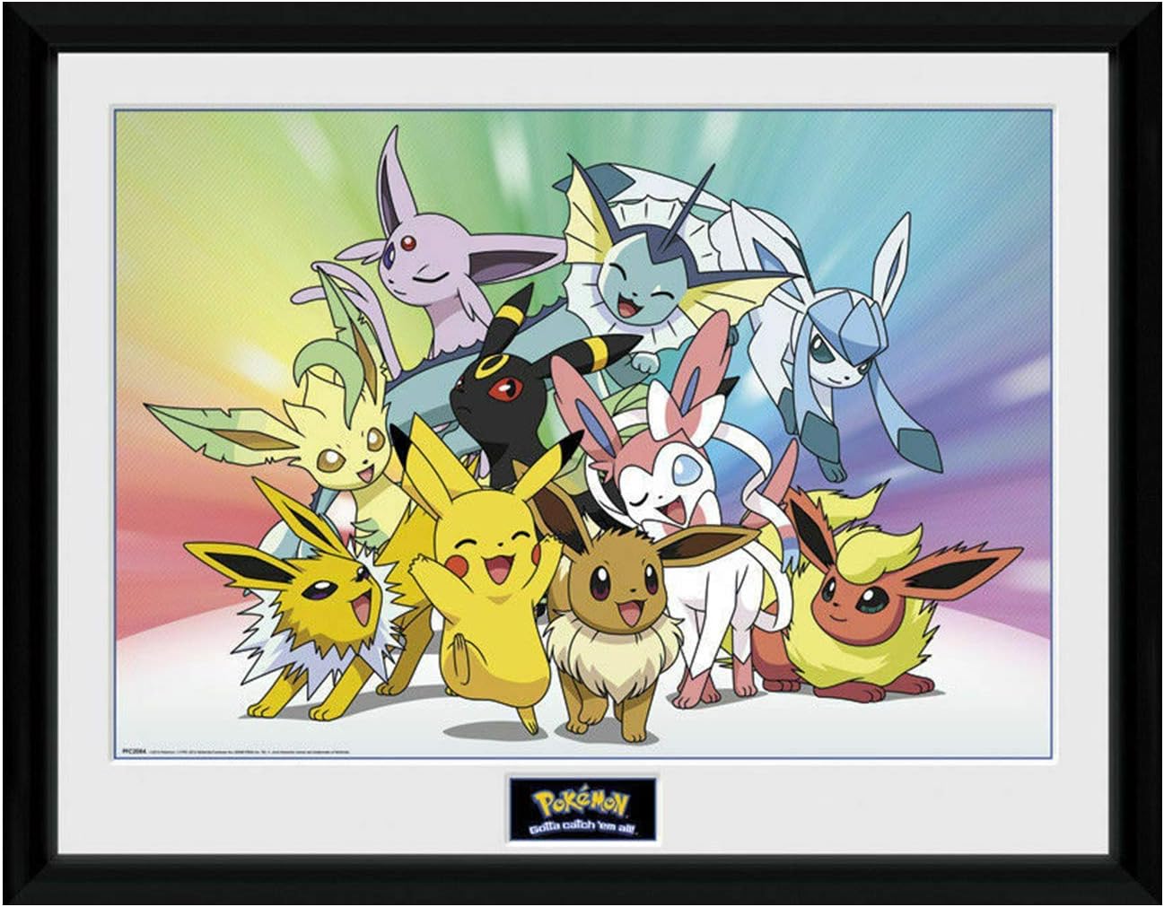 Pokémon: Pikachu & Eeveelutions - 30x40cm - Rahmenbild
