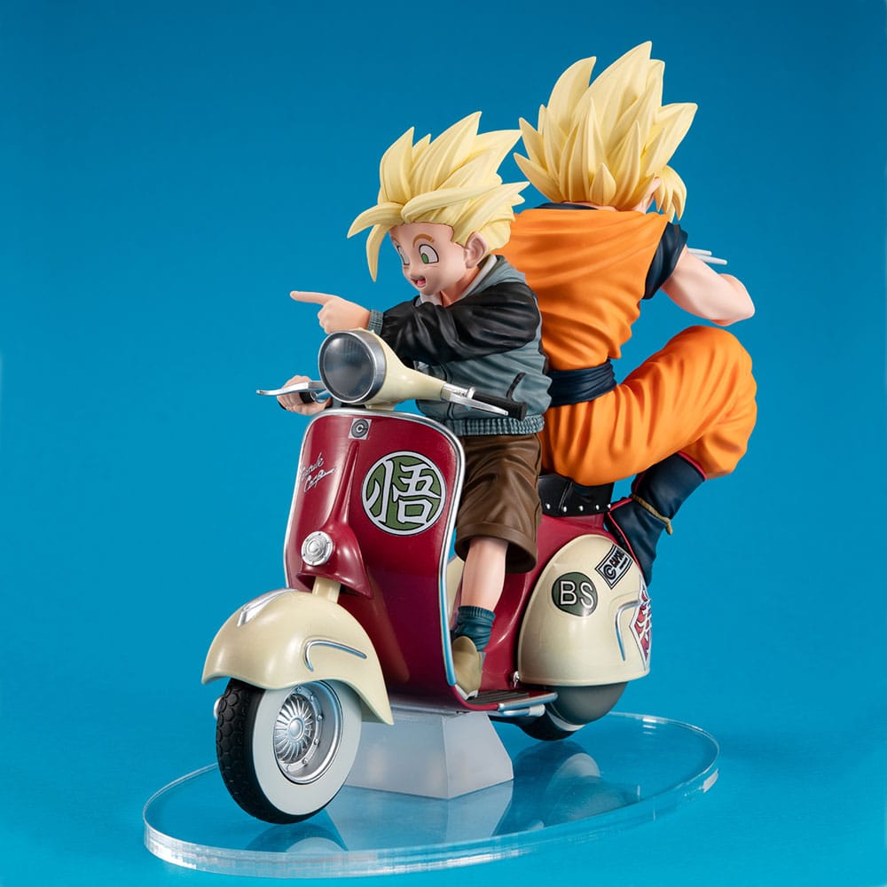 Figur: Dragon Ball Z – Son Goku & Son Gohan mit Motorrad – PVC Diorama – 16 cm – Statische Figur