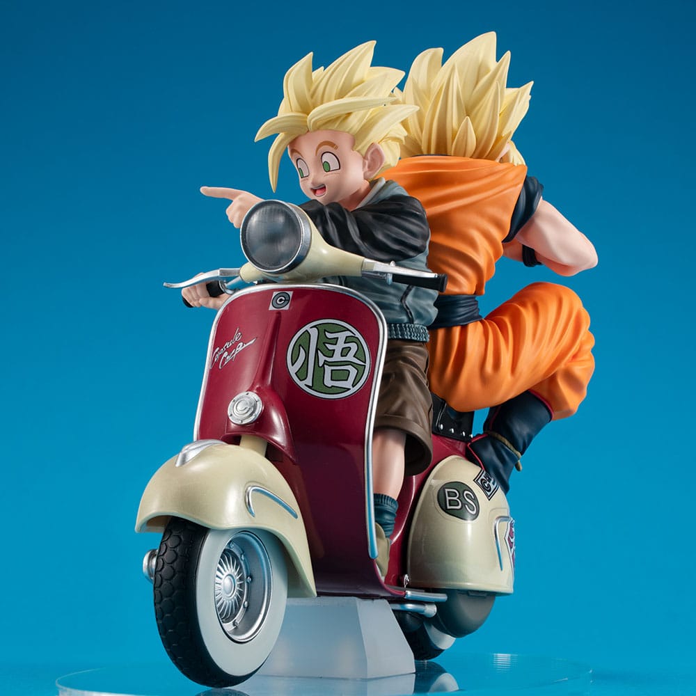 Figur: Dragon Ball Z – Son Goku & Son Gohan mit Motorrad – PVC Diorama – 16 cm – Statische Figur