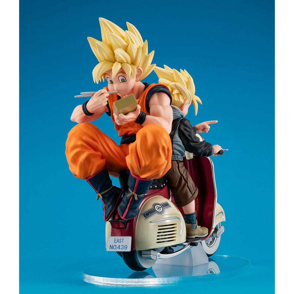 Figur: Dragon Ball Z – Son Goku & Son Gohan mit Motorrad – PVC Diorama – 16 cm – Statische Figur