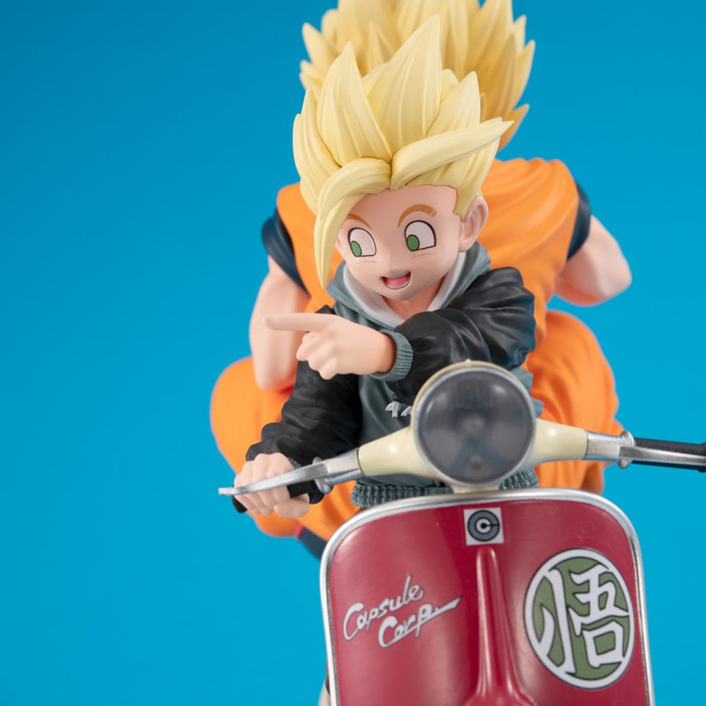 Figur: Dragon Ball Z – Son Goku & Son Gohan mit Motorrad – PVC Diorama – 16 cm – Statische Figur