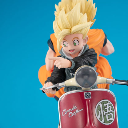Figur: Dragon Ball Z – Son Goku & Son Gohan mit Motorrad – PVC Diorama – 16 cm – Statische Figur