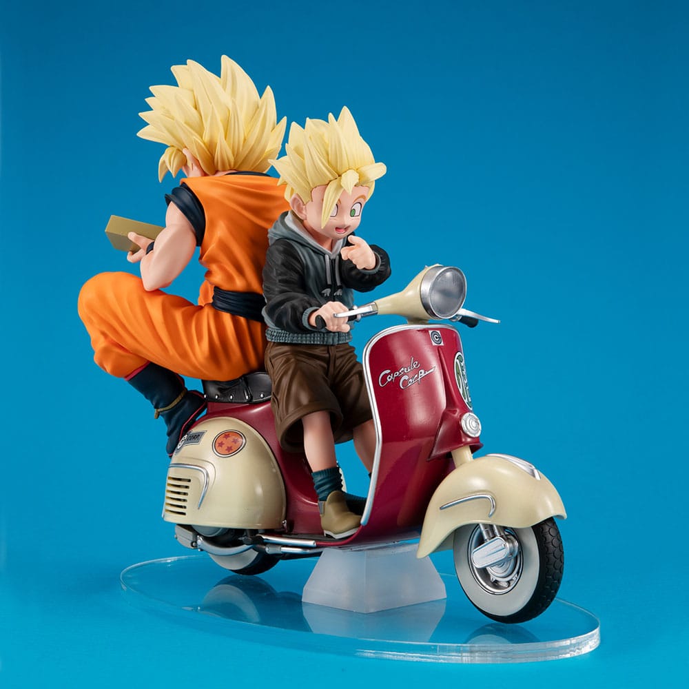 Figur: Dragon Ball Z – Son Goku & Son Gohan mit Motorrad – PVC Diorama – 16 cm – Statische Figur