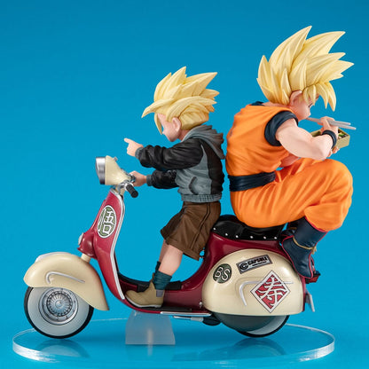 Figur: Dragon Ball Z – Son Goku & Son Gohan mit Motorrad – PVC Diorama – 16 cm – Statische Figur