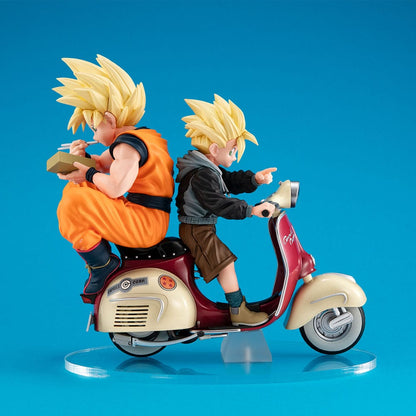 Figur: Dragon Ball Z – Son Goku & Son Gohan mit Motorrad – PVC Diorama – 16 cm – Statische Figur
