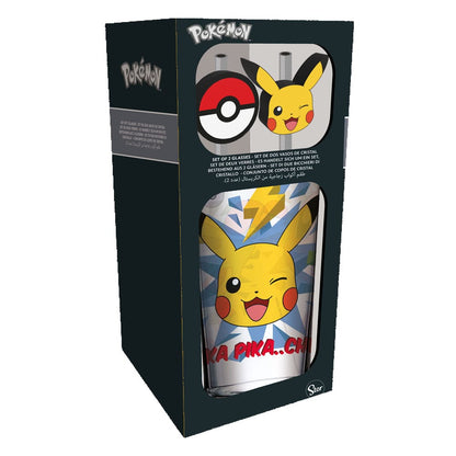 Pokémon: Glas-Tumbler – Pikachu – mit Trinkhalmen – 485 ml