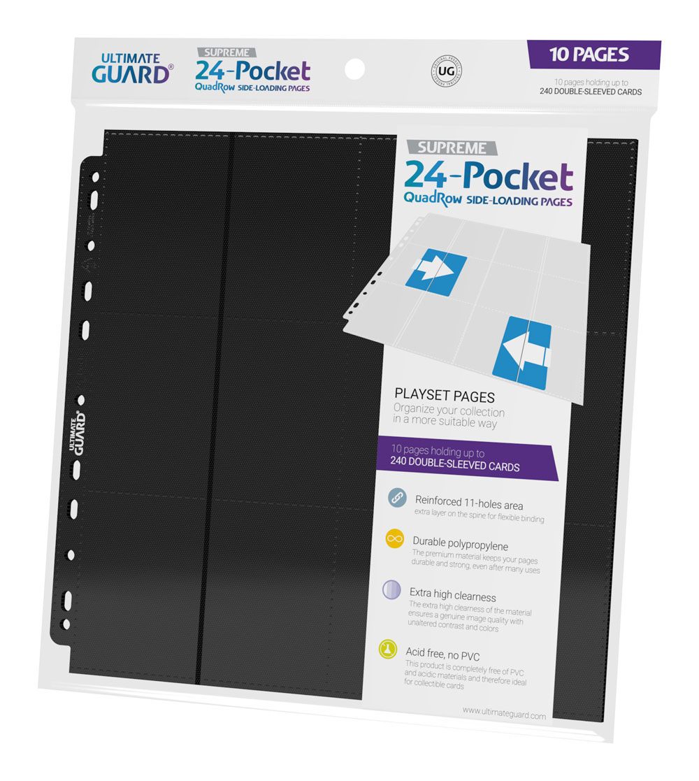 Ultimate Guard: QuadRow Pages – 24-Pocket Side-Loading – Schwarz – (10 Stück)