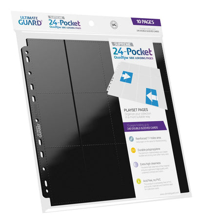 Ultimate Guard: QuadRow Pages – 24-Pocket Side-Loading – Schwarz – (10 Stück)
