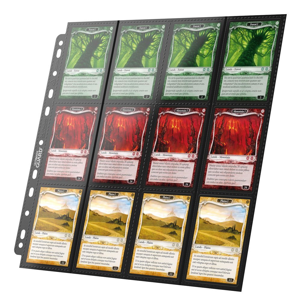 Ultimate Guard: QuadRow Pages – 24-Pocket Side-Loading – Schwarz – (10 Stück)